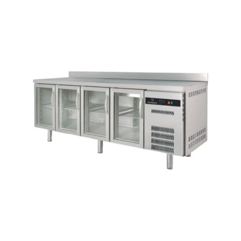 Meuble GN 1/1 réfrigérée positive -2/+8°C gamme Classic - 4 portes vitrées - 2245x700x850mm